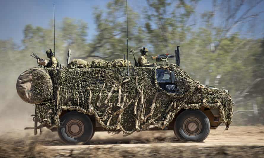 An Australian army Bushmaster vehicle during a training mission in Townsville.