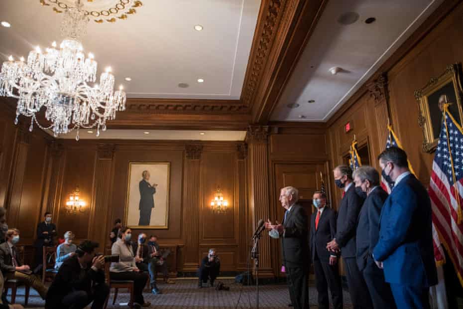 Mitch McConnell speaks during a news conference in Washington DC on 15 December.