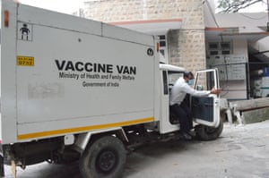 A cold storage van at a government hospital in Bangalore that may be one of the sites used for storage and dispatch of the Covid-19 vaccine.