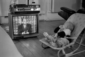 Raymond Depardon: France, 1988On the TV screen, French President François MITTERRAND during the Presidential campaign.