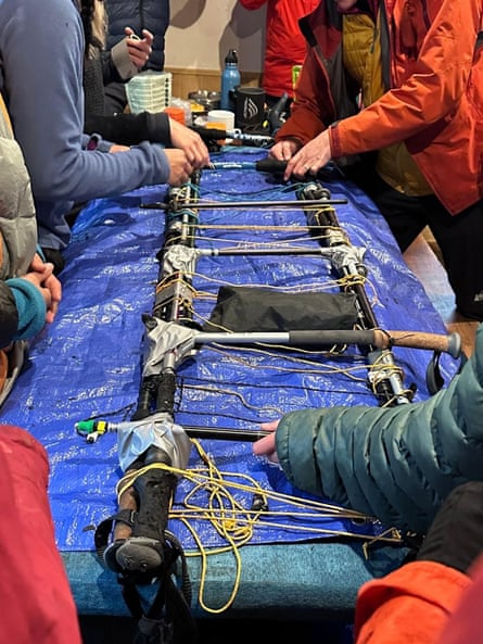 A makeshift stretcher made by hikers after a rescue mission was launched.