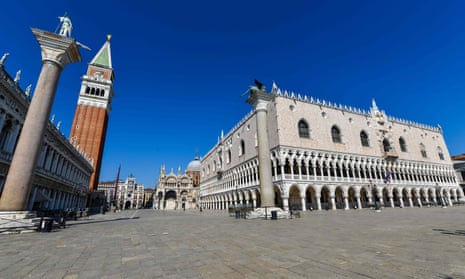 A deserted St Mark’s Square in Venice