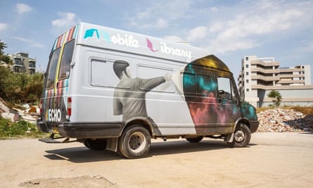 The mobile library on the road.