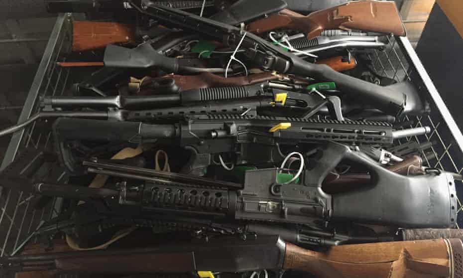 Collected firearms handed back in Christchurch, New Zealand, under the government’s buyback scheme.