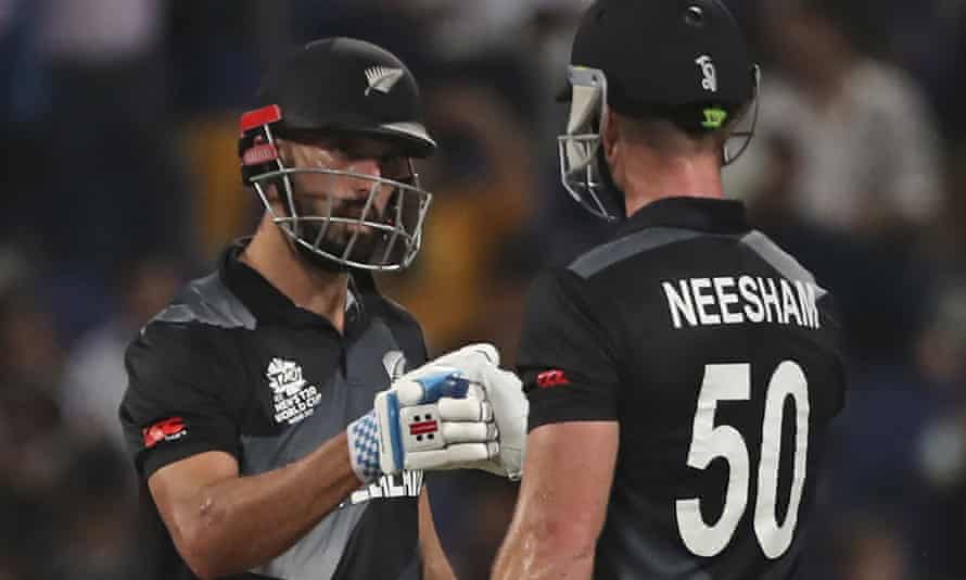Daryl Mitchell and Jimmy Neesham bludgeoned New Zealand past England by chasing an improbable 57 runs from the last 24 balls in their semi-final.