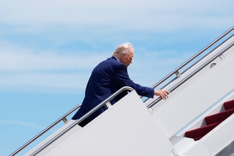 Donald Trump boards Air Force One, at Joint Base Andrews.