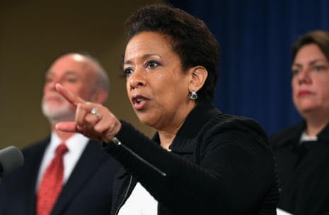 U.S. Attorney General Loretta Lynch announces a resolution has been reached with global financial institutions in connection with long-running manipulation of the $5 trillion-a-day Foreign Exchange (FOREX) spot market during a news conference at the Robert F. Kennedy Justice building May 20, 2015 in Washington, DC. Lynch announced settlements with five of the world’s biggest international banks, including Swiss bank UBS which will pay $545 million to U.S. authorities to end an investigation into alleged manipulation of currency rates. (Photo by Chip Somodevilla/Getty Images)