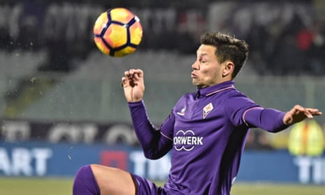 Mauro Zárate, pictured playing for Fiorentina in a Coppa Italia match against Chievo, looks set to join Watford.