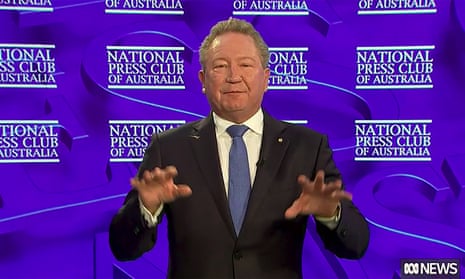 Fortescue chairman Andrew Forrest addresses the National Press Club