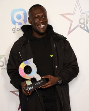 Magic Radio fan Stormzy with his Global Award for best R&amp;B, hip-hop or grime artist.