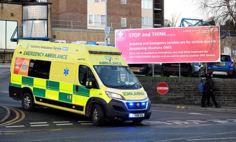 An ambulance leaves Bradford Royal Infirmary on Wednesday