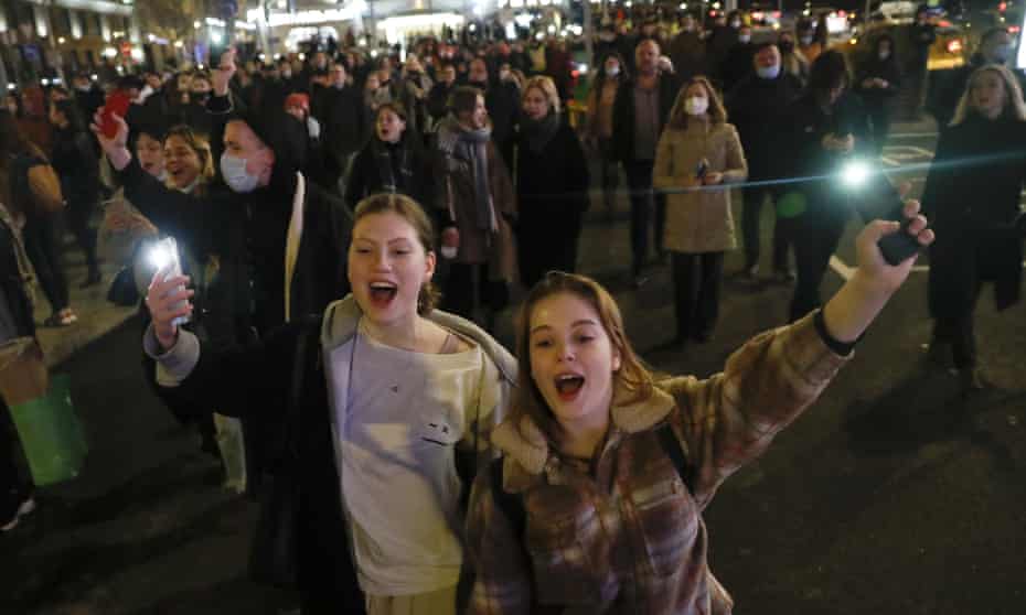 A protest in Moscow in support of jailed opposition leader Alexei Navalny.