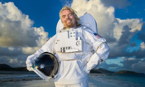 Rocket man: Richard Branson photographed at home on Necker Island in a space suit