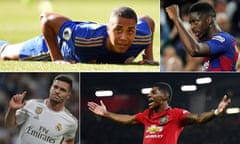 (Clockwise from top left) Leicester’s Youri Tielemans, Ousmane Dembélé of Barcelona, Manchester United’s Marcus Rashford and Real Madrid’s Luka Jovic. 