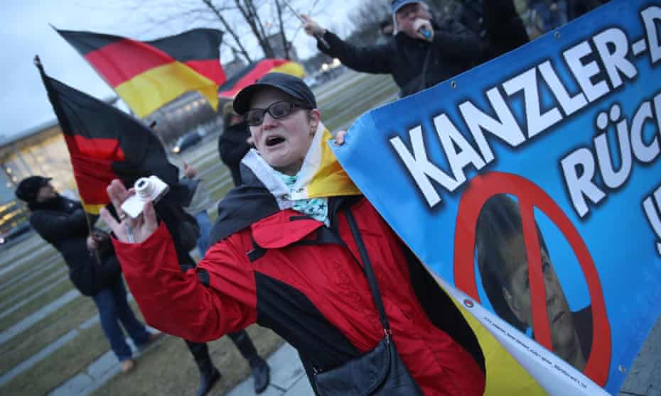 Supporters of the right-wing Alternative for Germany (AfD) political party demonstrate outside the Chancellery in Berlin last week.