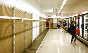 Shelves are empty of toilet rolls