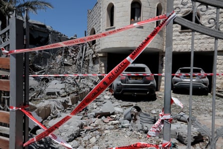 Rubble outside the Khatib home.