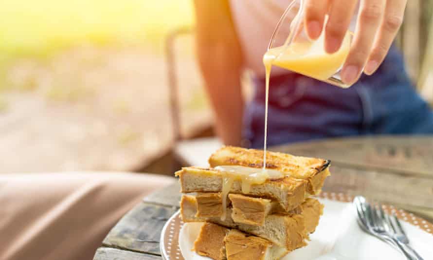 Condensed milk on toast