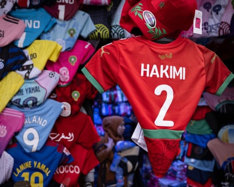 Morocco defender Achraf Hakimi's jersey is displayed in a shop in Rabat