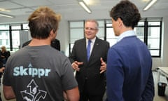 Australian Federal Treasurer Scott Morrison visits Tyro Fintech Hub in the federal seat of Sydney, in Sydney, Friday, June 17, 2016. (AAP Image/Joel Carrett) NO ARCHIVING
