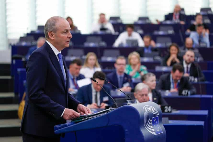 Micheál Martin addressing the European parliament in Strasbourg this morning.