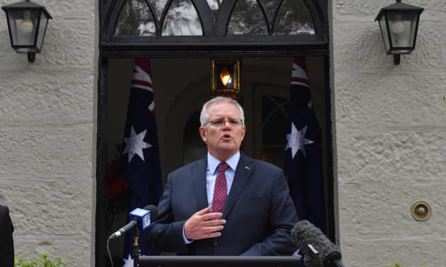 Scott Morrison speaks at a press conference at Kirribilli House in Sydney