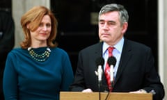Gordon Brown leaves Downing Street with his wife, Sarah, in 2010 after announcing his resignation as prime minister