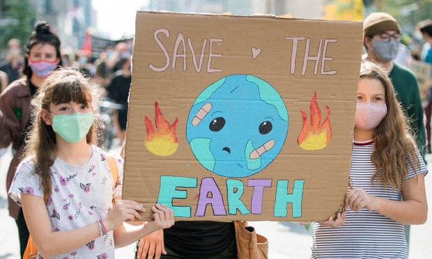 Climate change protest taking place in Montreal, Canada 