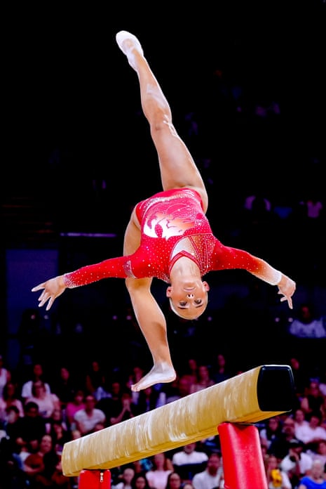 Wales’ Ruby Evans during her 12.550 performance on the beam.