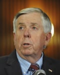FILE - In this May 29, 2019 file photo, Missouri Gov. Mike Parson addresses the media during a news conference in his Capitol office in Jefferson City, Mo. Republican Gov. Parson continues to weigh a clemency request for Russell Bucklew, who is scheduled to die at 6 p.m. CDT Tuesday, Oct. 1, 2019, for killing a southeast Missouri man in 1996. Bucklew suffers from a rare medical condition that causes head, neck and throat tumors. His attorneys warn that the execution process could cause the throat tumors to burst, causing Bucklew to suffer as he dies. (Julie Smith/The Jefferson City News-Tribune via AP, File)