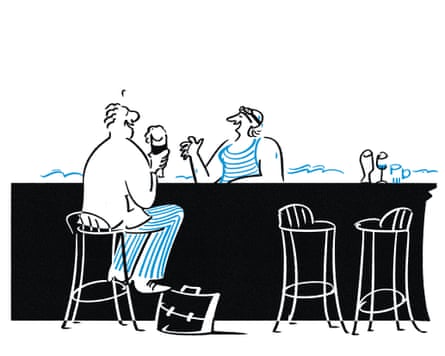 Cartoon of people at a bar