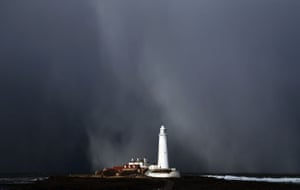 A snow storm over St Mary’s Lighthouse in Whitley Bay
