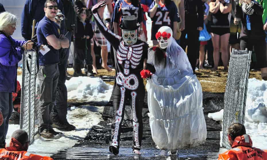 Skeleton couple at the Frozen Dead Guy Festival, Colorado.