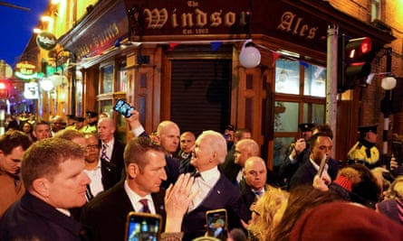 Joe Biden outside a pub in Dundalk in April.