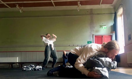 She also works in the cafe … dancers Lucy Suggate and Charlie Ford with choreographer Siobhan Davies in the background.