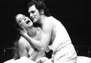 With Clare Higgins as Gertrude in Hamlet at the Barbican, London, in 1989