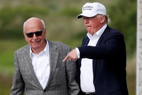 Donald Trump with Rupert Murdoch at Trump’s golf club in Aberdeen in 2016.