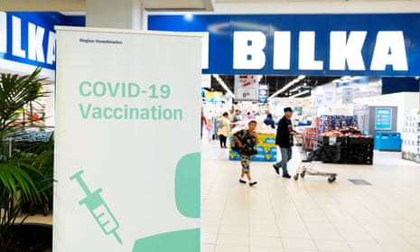Pop-up Covid-19 vaccination centre in the supermarket Bilka in Ishoej, Denmark.