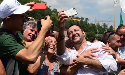 Matteo Salvini at the Lega’s annual meeting in Pontida in July.