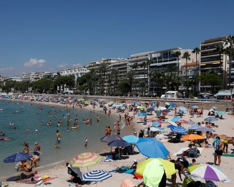 A beach in Cannes in southern France