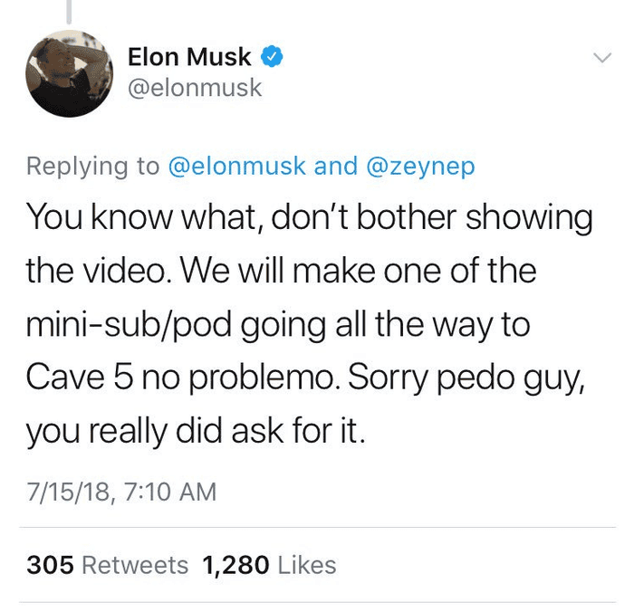 Elon Musk Pedo Guy Thai Cave Rescue Vernon Unsworth tweet