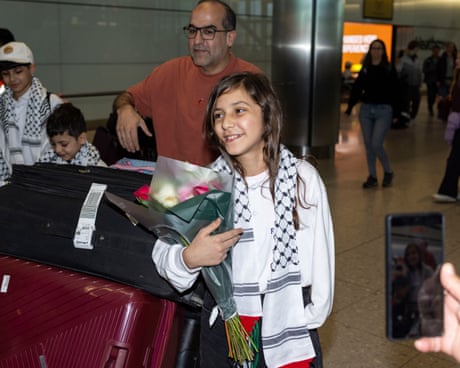 Palestinian girl who lost arm in Israeli missile attack on Gaza arrives in UK