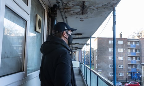 Max outside his flat, where he says black mould is making him ill. 