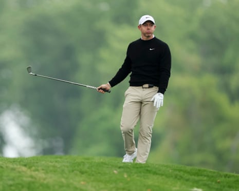 Rory McIlroy reacts after playing a shot on the tenth hole during the first round of the US PGA.