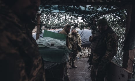 Ukrainian soldiers on the frontline in Donbas.