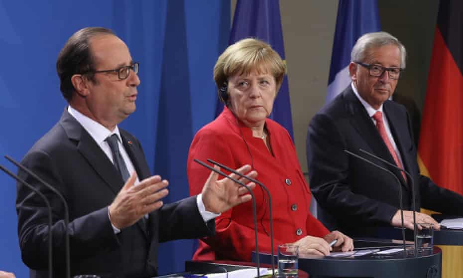 François Hollande, Angela Merkel and Jean-Claude Juncker