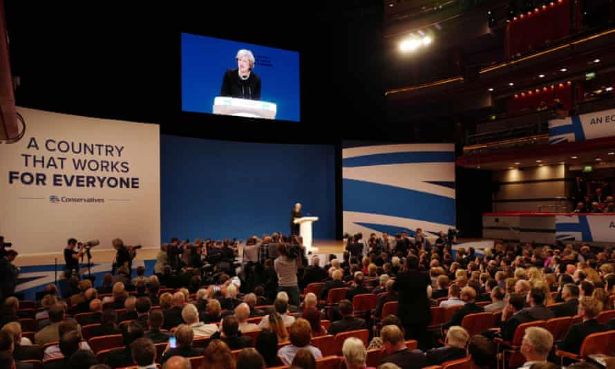 Theresa May addresses the Conservative party conference