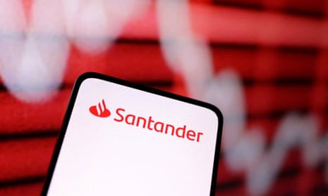 Santander logo on a mobile phone