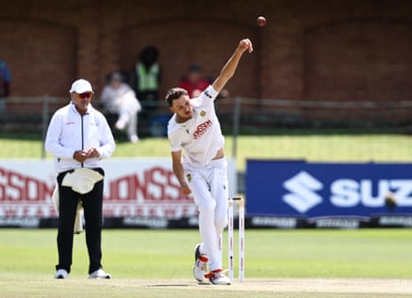 Marco Jansen bowls against Australia