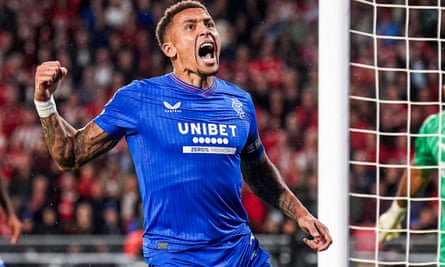 Rangers out of Champions League as PSV’s Saibari leads 5-1 playoff thrashing | Champions League 2 Rangers' James Tavernier celebrates his goal against PSV